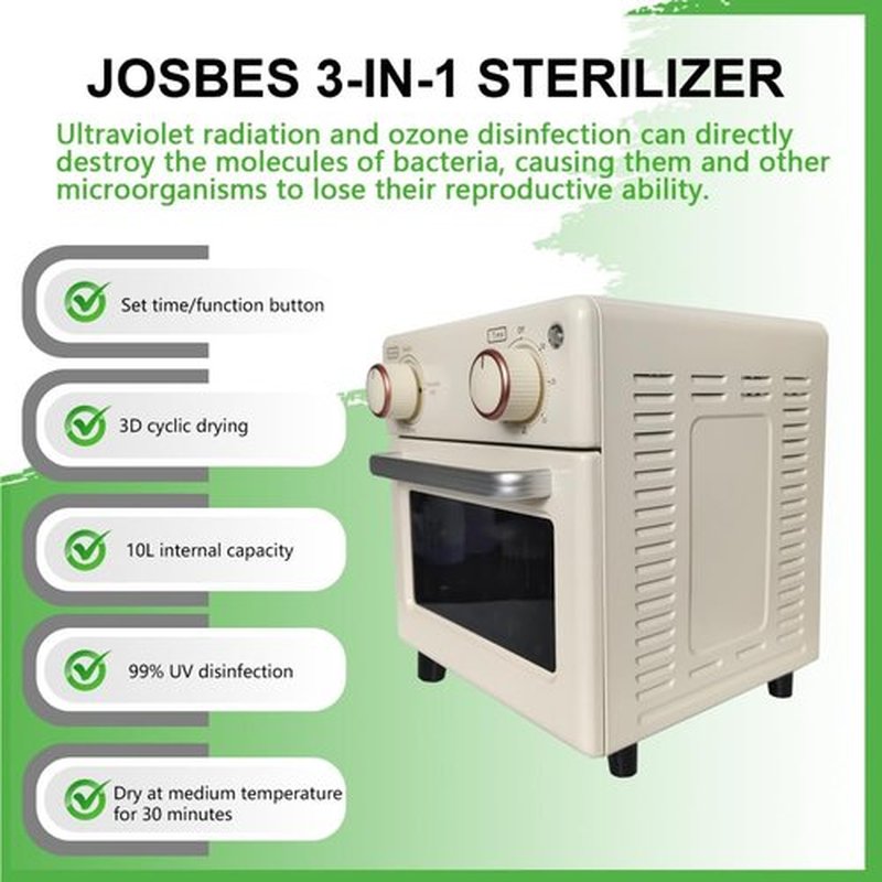 JOSBES Sterilizer Tools, 8L Drying and 3-in-1 Disinfection Tools 150W Sterilizer with Timer Disinfection Cabinet Suitable for Mother-Child Products, Towels, Hair Salons, Nail Studios (White1)