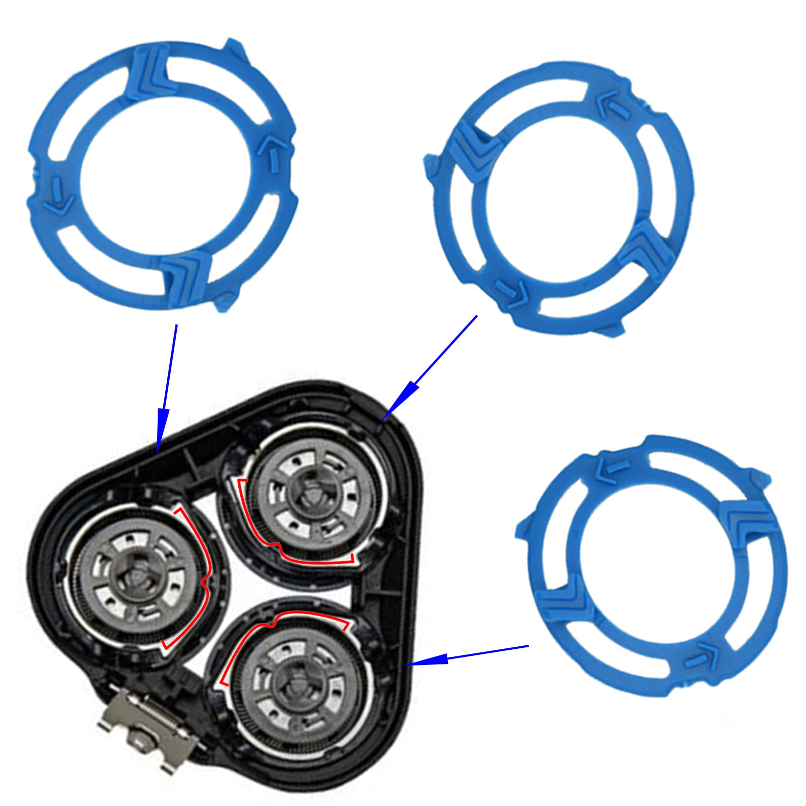 SH50 Replacement Heads for Philips 5000, 6 Pack with Retaining Rings