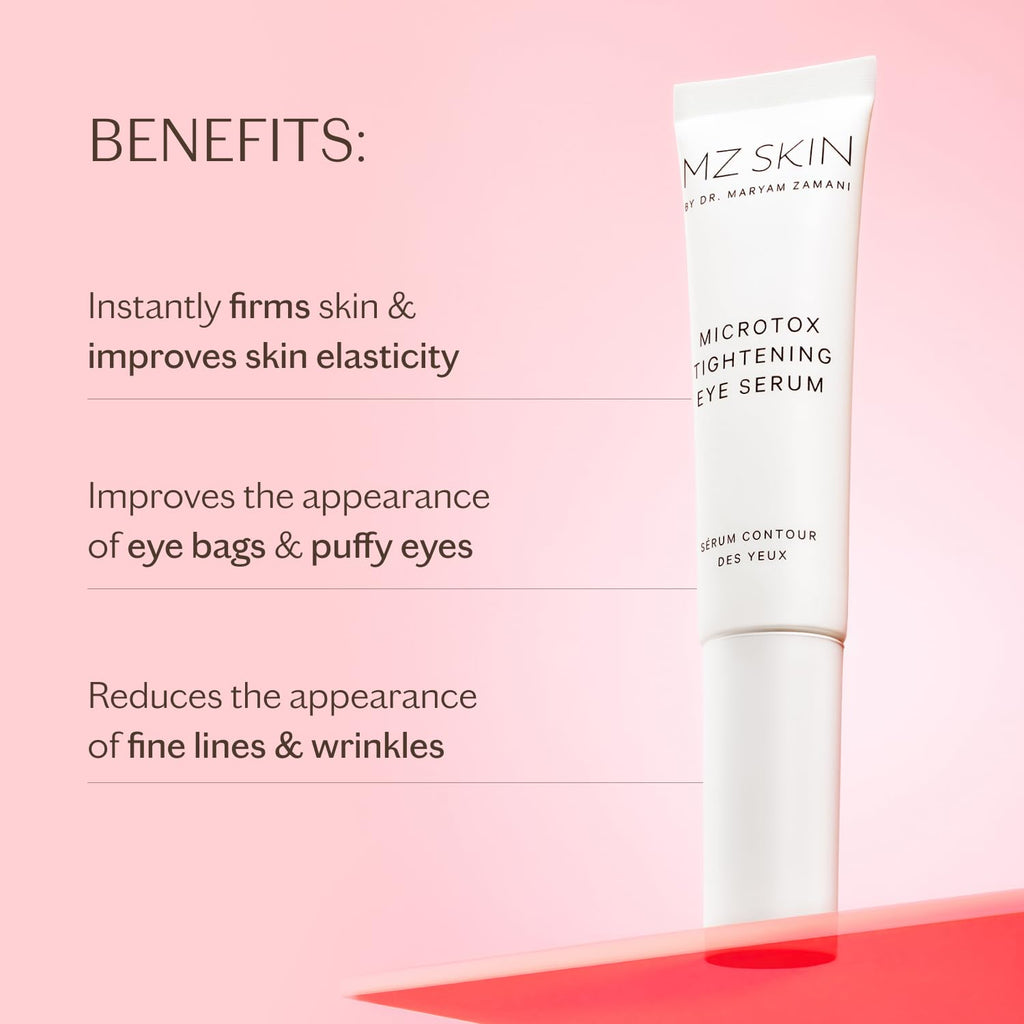 MZ SKIN Microtox Tightening Eye Serum 0.5 fl oz | Peptide Eye Serum with Sichuan Pepper Extract | Lifts, Firms & Reduces Dark Circles and Puffiness
