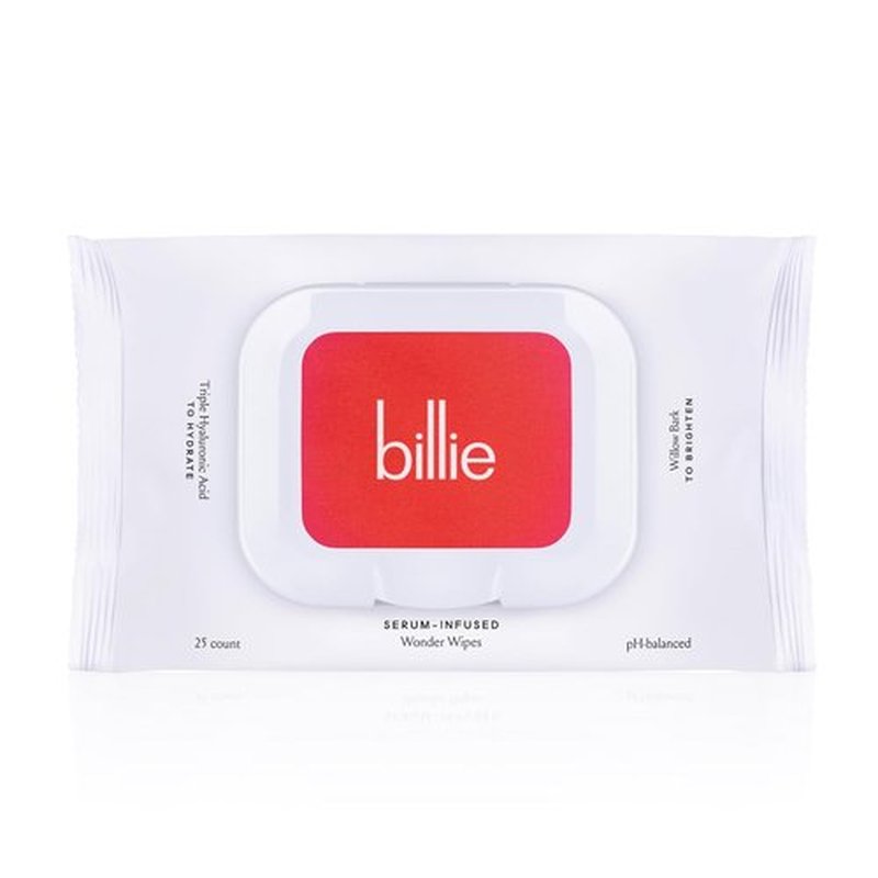 Billie Wonder Wipes - Makeup-Removing Face Wipes with Hyaluronic Acid & Witch Hazel - 25 Count