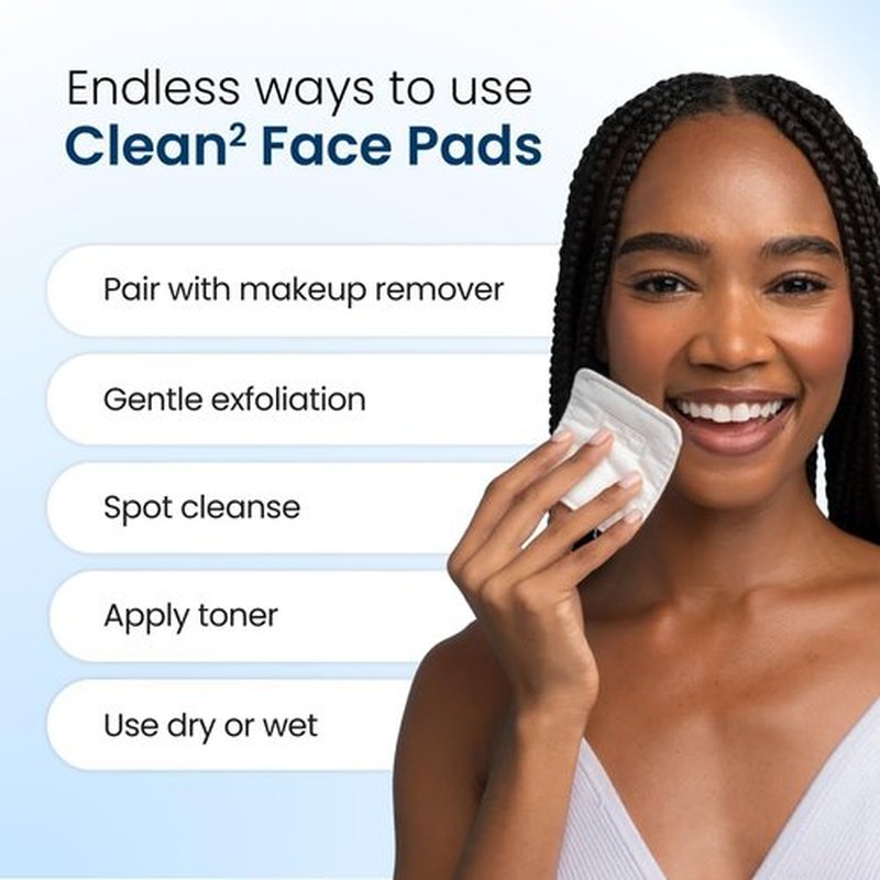 Clean Skin Club Clean² Pads 2.0 - Ultra Soft, Textured Face Pads with Triple Layers | Organic Cotton, No Shedding