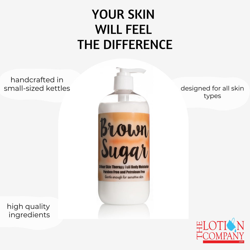 The Lotion Company 24 Hour Skin Therapy Lotion, Brown Sugar Gourmand Scent, Full Body Moisturizer with Aloe Vera, Paraben Free, Non-Greasy, Made in USA, 16 oz