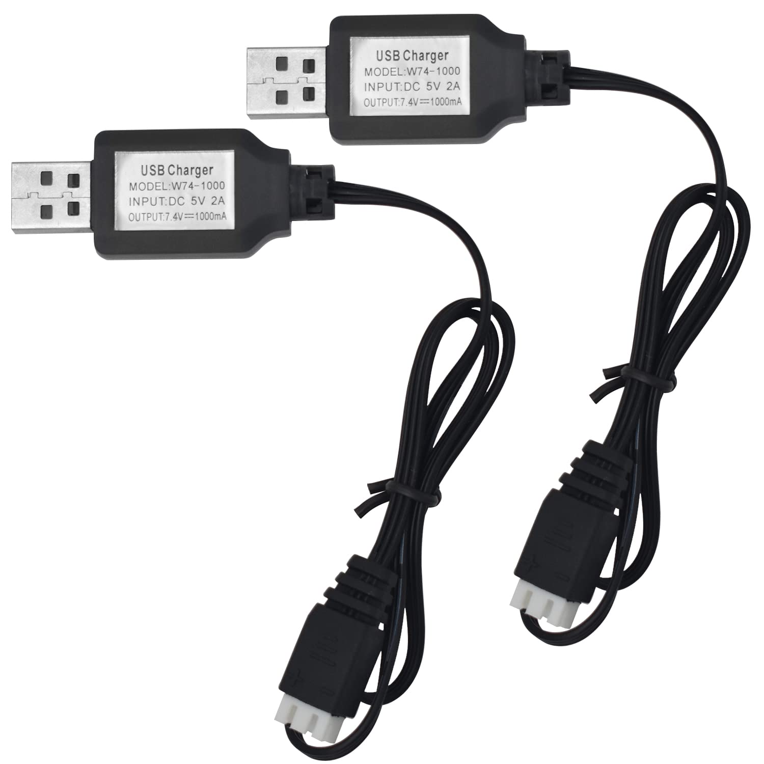 2PCS USB Charger Cable with XH-3P Connector for SCX24 RC Car, Holyton Remote Control Car, 2S 7.4V LiPo Battery RC Car, Rock Crawler FPV Drone Quadcopter