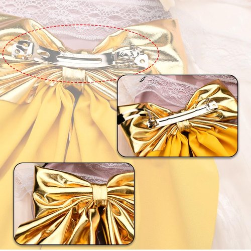 Gold Bow Hair Clips Accesories for Thick Thin Hair French Bow Clips for Bows Accessories for Women Long Ribbon Hair Bows Spring Snap Barrettes for Women Bowknot Clip Barrette