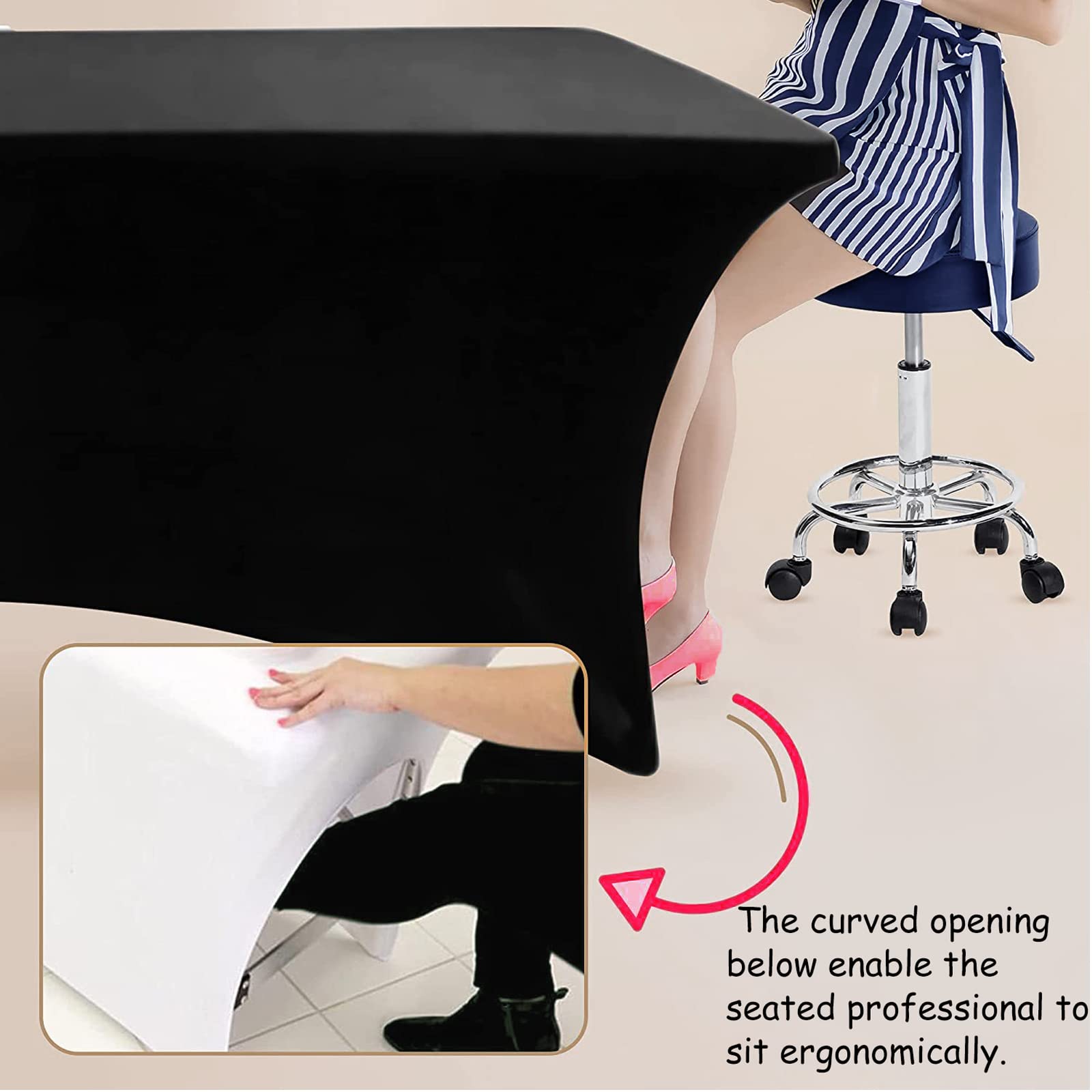 LXIANGN Professional Waterproof Massage Sheets Bed Table Cover with Face Hole,Oilproof Reusable Spa Treatment Sheet for Massage Tables,Machine Washable (Black, 6ft)