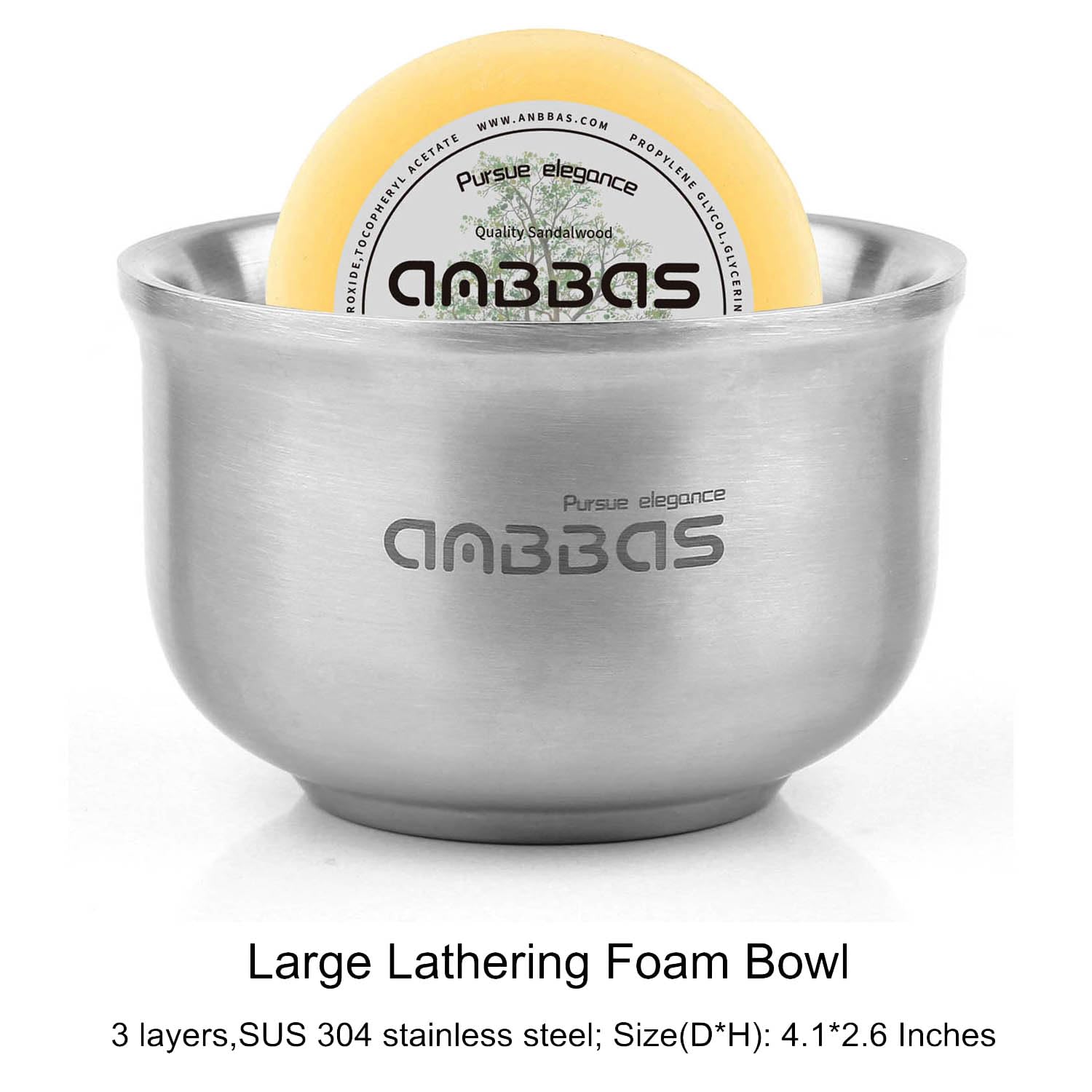 Anbbas Synthetic Badger Shaving Brush,Stainless Steel Shaving Razor and Brush Stand and Lathering Foam Bowl,3.5 oz Natural Shaving Soap Puck Refill for Men