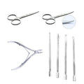 Stainless Steel Cuticle Remover Tool Set - Straight Cuticle Scissors (3.5”), Curved Cuticle Scissors (3.5”), Cuticle Nippers (3.7”) & Cuticle Pusher Set of 4 (5” each).