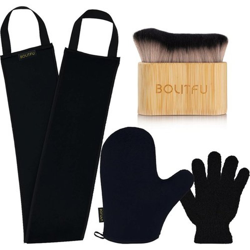 Self Tanning Mitt Applicator Kit by [Brand Name] - 4 Essential Tools for Streak-Free Tan | Black