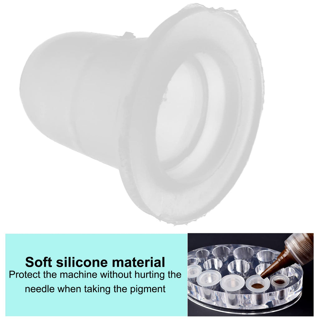 Ink Cups 100pcs Disposable Silicone Permanent Makeup Pigment Clear Holder Container Accessory Microblading Pigment Cups(S)