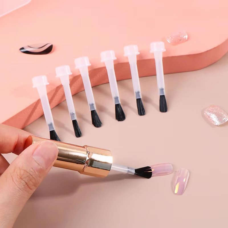 WOKOTO Nail Polish Brush Replacement Brush With a Cap Kit 66pcs Round Brush And 10pcs Liner Brush For Nail Polish Replacement Brushes Gel Nail Soft Brush Head Liquid Nail Brushes Fingernail Brush