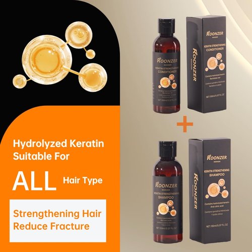 Keratin - Infused Shampoo & Conditioner Set | Deep Cleansing & Hydrating | Strengthens & Reduces Frizz | 2x150ml