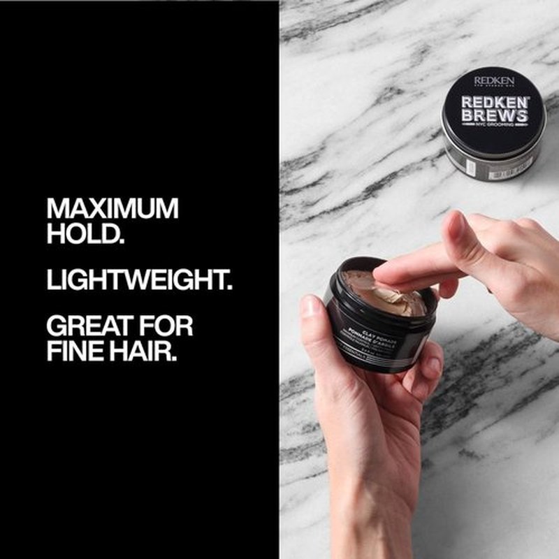 Redken Brews Clay Pomade For Men - High Hold & Matte Finish for Fine to Medium Hair