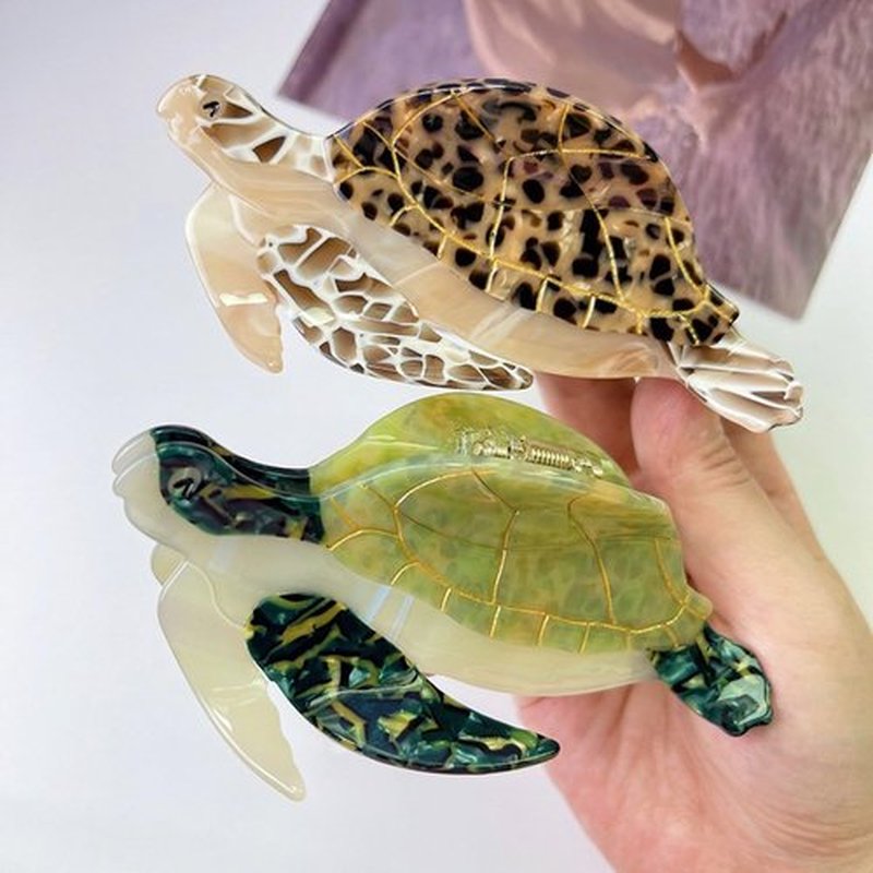 Fashion Sea Turtle Hair Clip,Acetate Hair Claw,Small Hair Clips for Women,Green