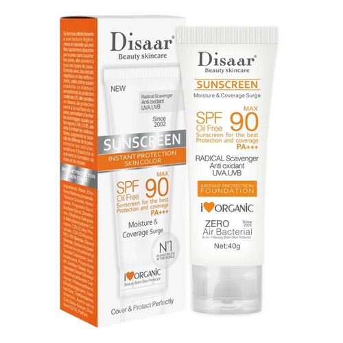 DISAAR BEAUTY Sunscreen SPF 90 - Oil-Free Sunblock with UVA/UVB Protection | Moisturizing 40g