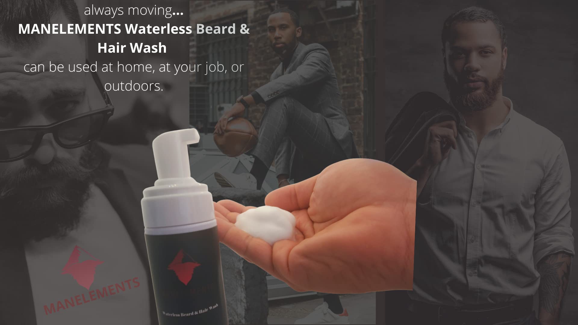manelements Waterless Beard and Hair Cleansing Shampoo with Coconut Oil - Volumizes, Softens & Strengthens