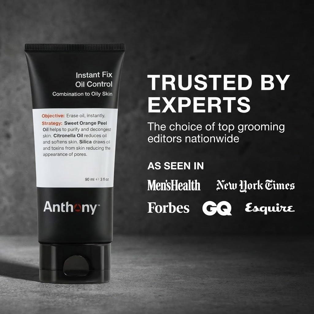 Anthony Instant Fix Oil Control for Men - Mattifying Lotion for Oily Skin | Moisturizer & Pore Minimizer - 3 Fl Oz