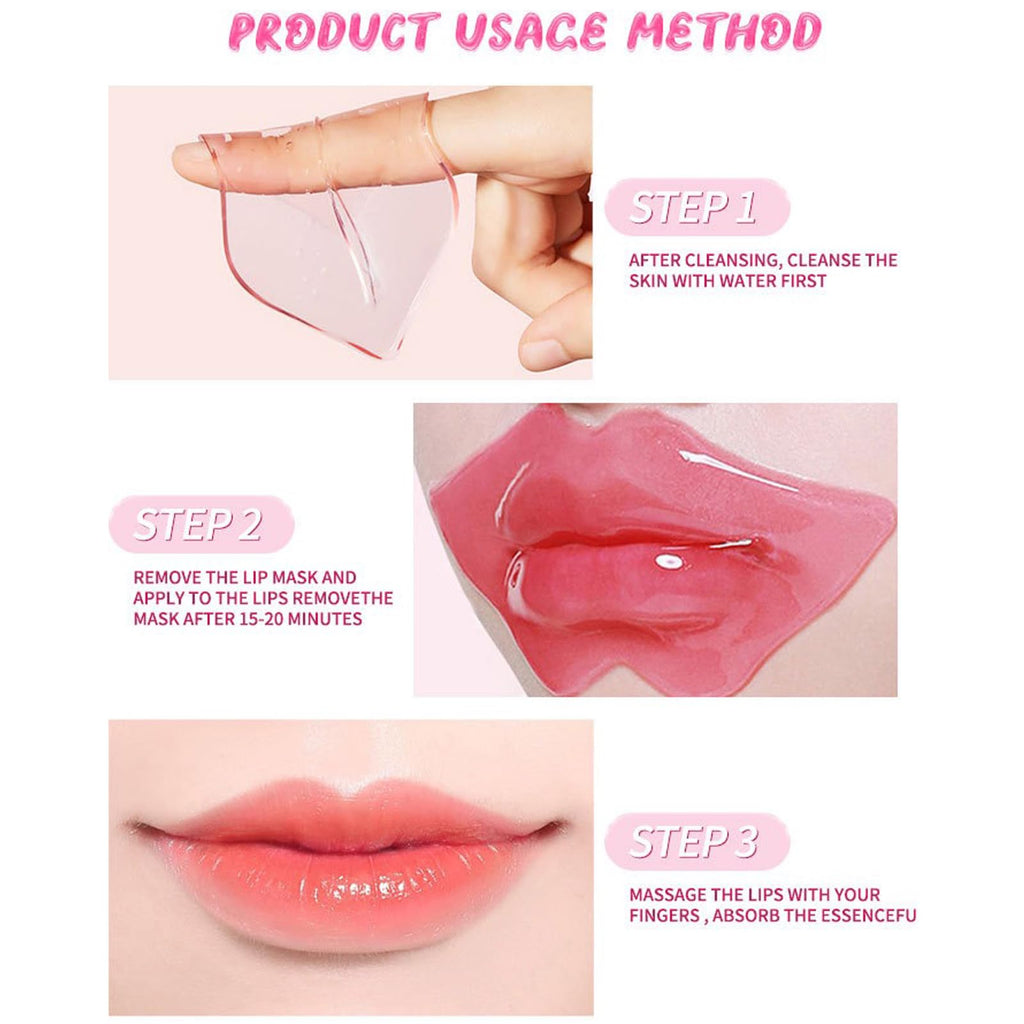 Felico 30PCS Lip Mask Patches, Collagen Crystal Pink Care Gel Pads for Moisturizing,Reducing Chapped,Smoothing,Fine Lines,Remove Dead Skin Moisture Essence Make Your Dry Lips Attractive Sexy Peach