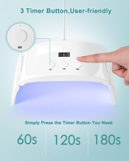 Lotifie UV Led Nail Lamp Curing Light Dryer for Gel Nails,Roomy but not Bulky Foldable Design, 3 Timers & LCD Display,for Gel Nail Polish Builder Rhinestone Glue (White Lamp Pro)