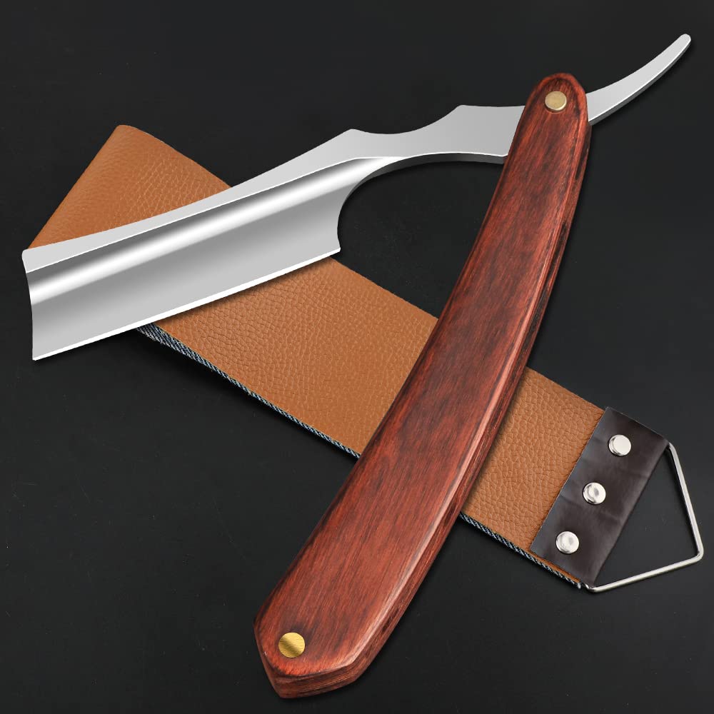 Professional Straight Razor with Strop - Straight Edge Barber Razor Premium Stainless Steel Shaver with Shaving Strop for Men Home & Salon Grooming Using (NO.157)