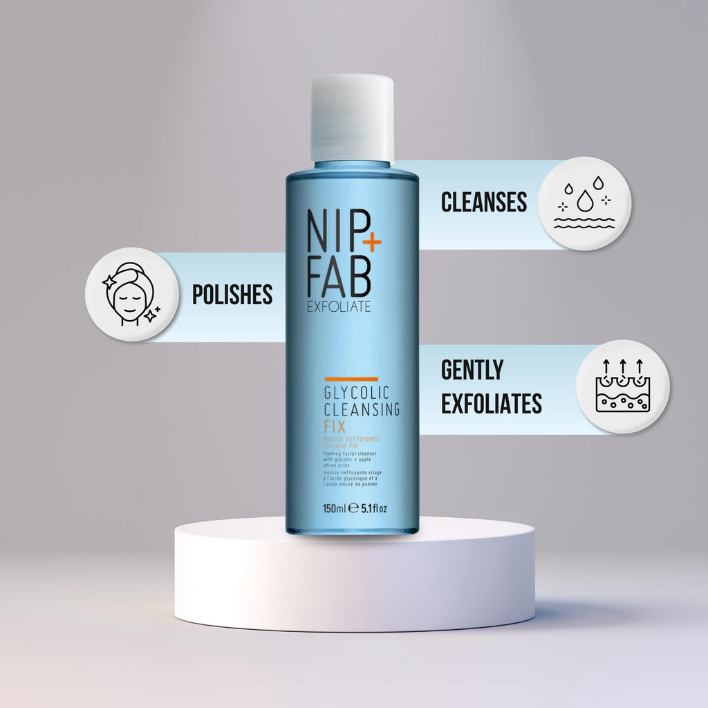 Nip + Fab Glycolic Cleansing Fix (5.1 fl oz) – Deep Cleansing Glycolic Acid Face Wash for Radiant Skin – Resurfacing AHA Facial Cleanser for Brightening, Smoothing & Pore Refining