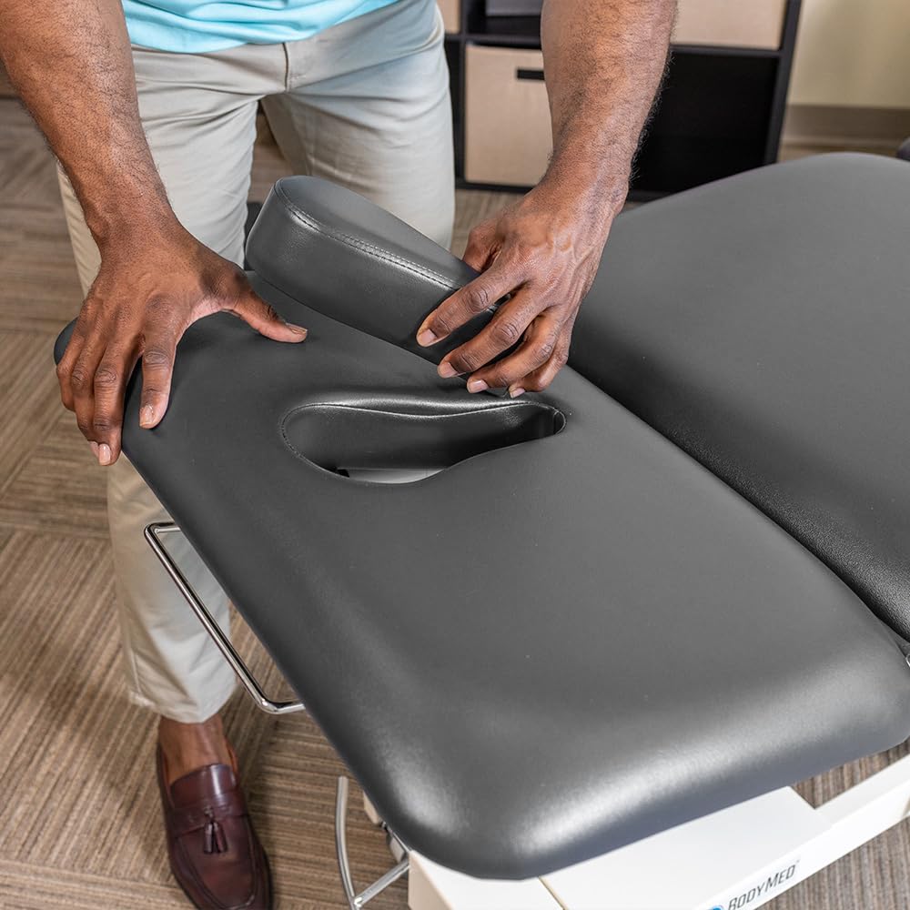 BodyMed 3 Section Hi-Lo Treatment Table, Black, 77 in. x 27 in. x 18–36 in. – Durable, Adjustable Physical Therapy Table – ADA Compliant – Bar Activated Elevation – Foam Padding & Vinyl Upholstery