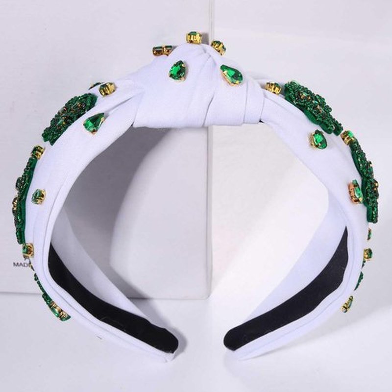 MOLOCH St.Patrick's Day Headband for Women St.Patrick's Day Beaded Leaf Headband Crystal Green Lucky Shamrock Hairband Irish Outfit St.Patrick's Day Hair Accessories