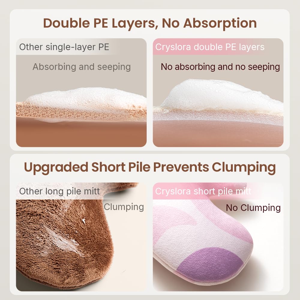 Cryslora Lotion Applicator & Self Tanning Mitt - Short-Pile, Reusable, Durable, No Absorption, Anti-Sliding Glove for Even, Waste-Free Application of Lotions, Oils & Creams