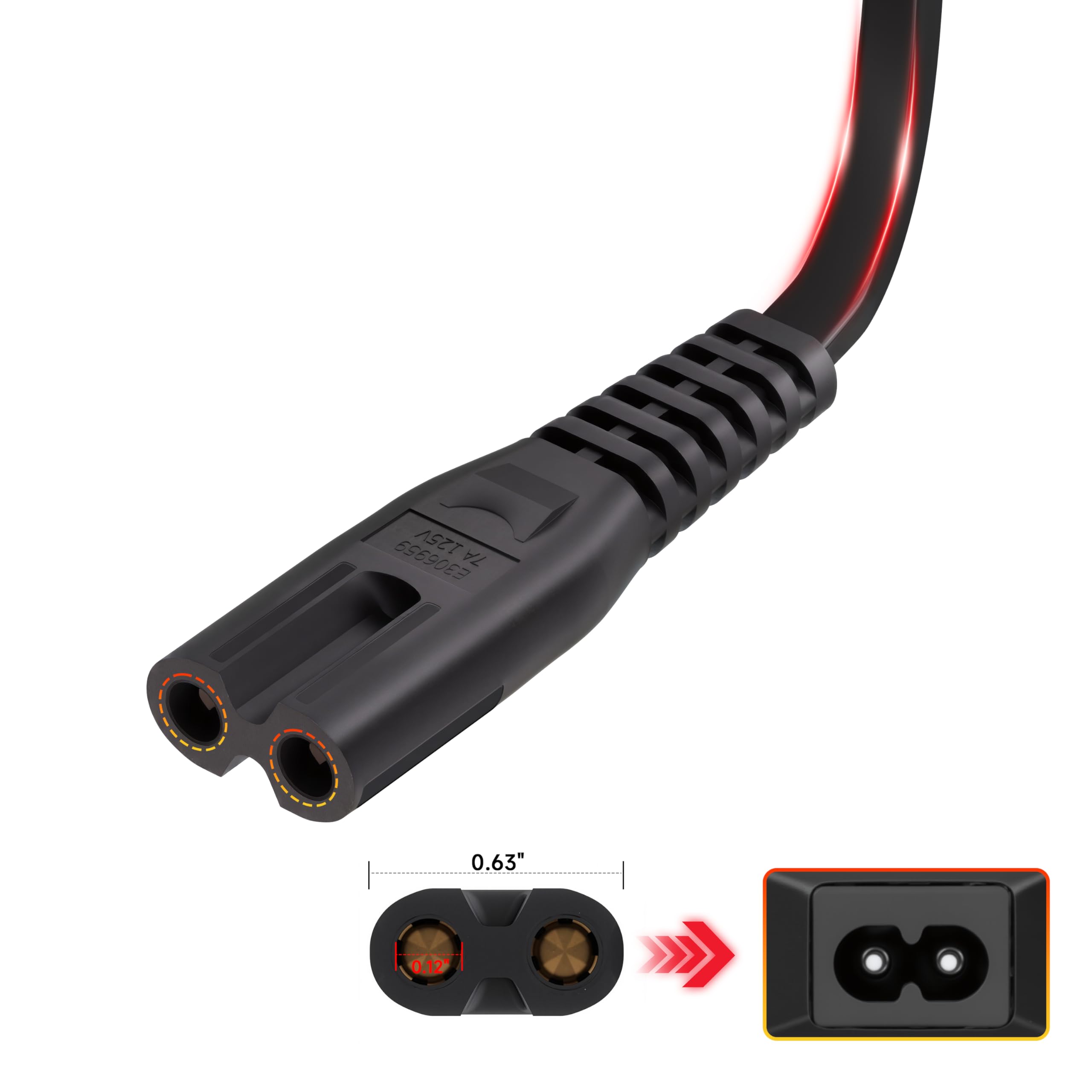 Okin 8.2 Feet AC Power Supply Cord, Recliner Power Cord Replacement for Recliner Lift Chair Okin, Limoss, Pride, Golden, Lazboy, Berkline