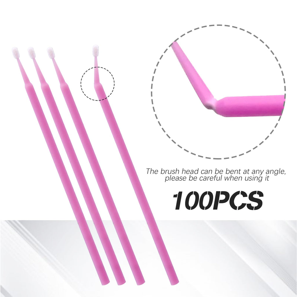 Saihisday Touch Up Paint Brushes for Automotive Paint Chip Repair Disposable Micro Applicators for Automotive Paint Detailing 2MM Pink 100PCS