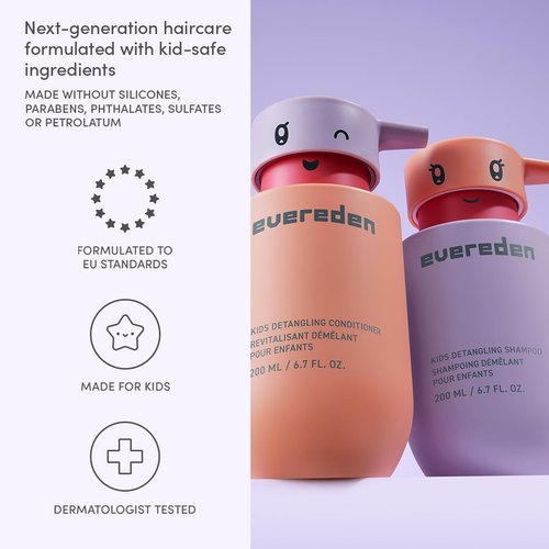 Evereden Kids Mini Haircare Set - Travel Size Detangling Shampoo & Conditioner for Ages 3+ | Vegan, Sulfate-Free, 1fl.oz Each