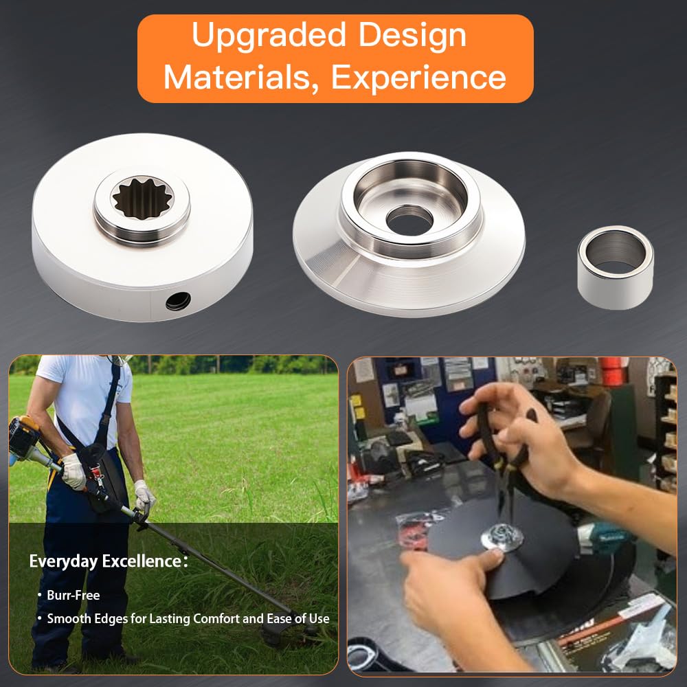 RianKarn Stainless Steel Brush Cutter Blade Adapter Kit for 225 & 230 Series Parts, C535000160 & C535000150, 11-Spline Straight Shaft, 20mm & 25mm Center Hole, Blade & Nut Not Included