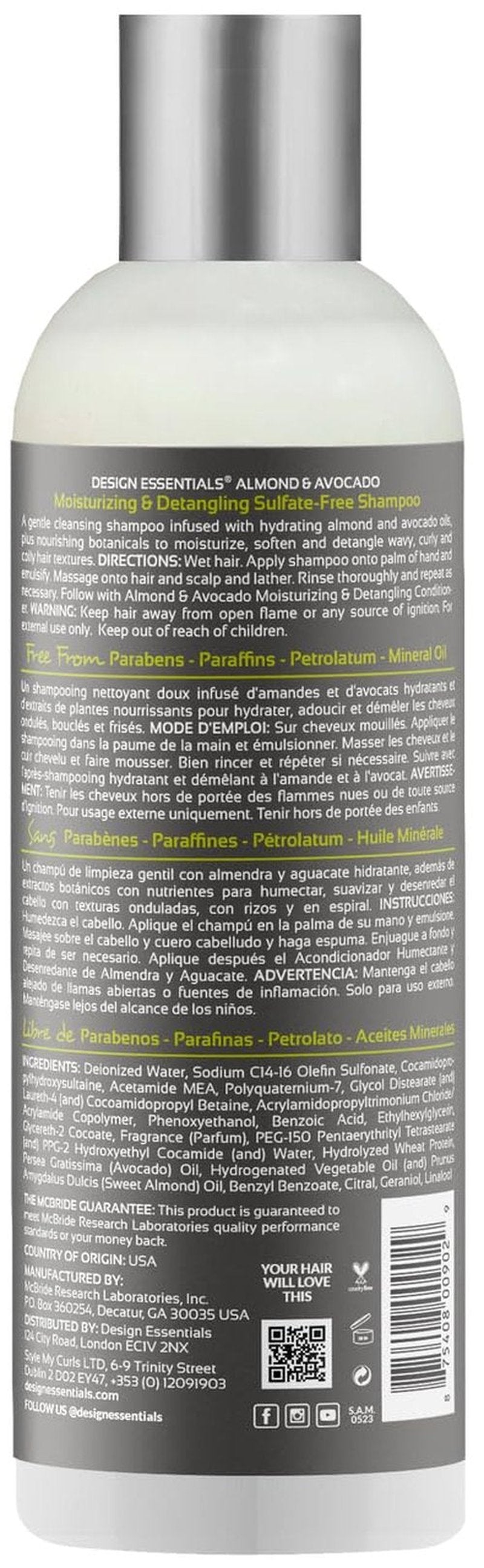 Design Essentials Natural Almond & Avocado Shampoo - Moisturizing & Detangling | 32 Ounce