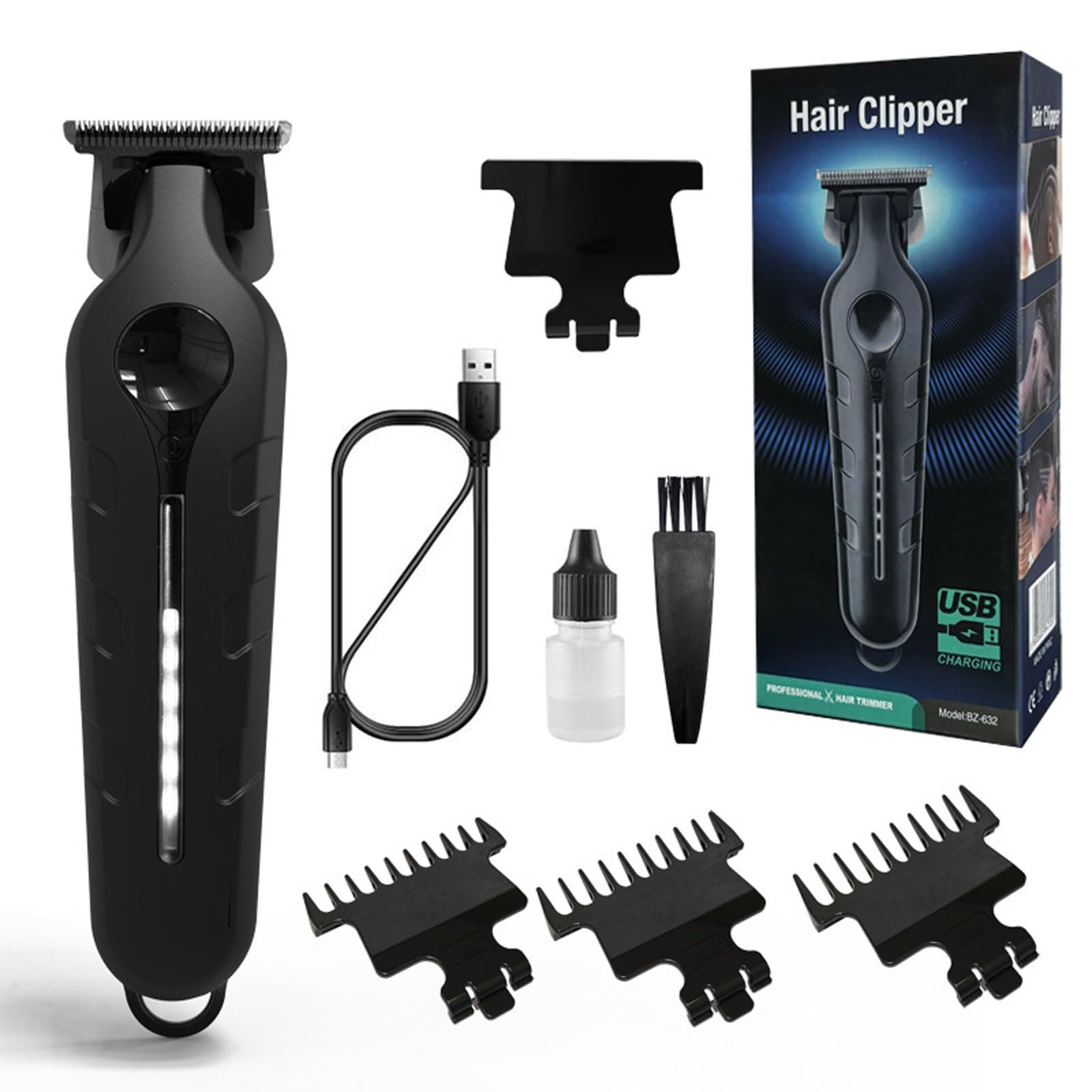 Blackout Trimmer Plus Zero Gap, Barbers Tonic Blackout Trimmer Premium Zero-Gapped, Cordless Rechargeable Zero-Gapped Safety Razor Hair Clipper for Men, Instantly Do Crispy Line Ups (Set A)