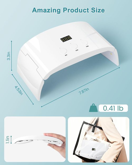 Lotifie UV Led Nail Lamp Curing Light Dryer for Gel Nails,Roomy but not Bulky Foldable Design, 3 Timers & LCD Display,for Gel Nail Polish Builder Rhinestone Glue (White Lamp Pro)