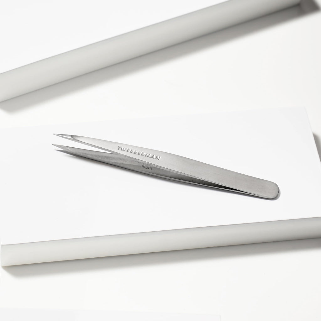 Tweezerman Steel Point Tweezer, Silver, 2 x 6 inches, Modern, Professional Quality for Eyebrow Precision, Facial and Ingrown Hair Removal