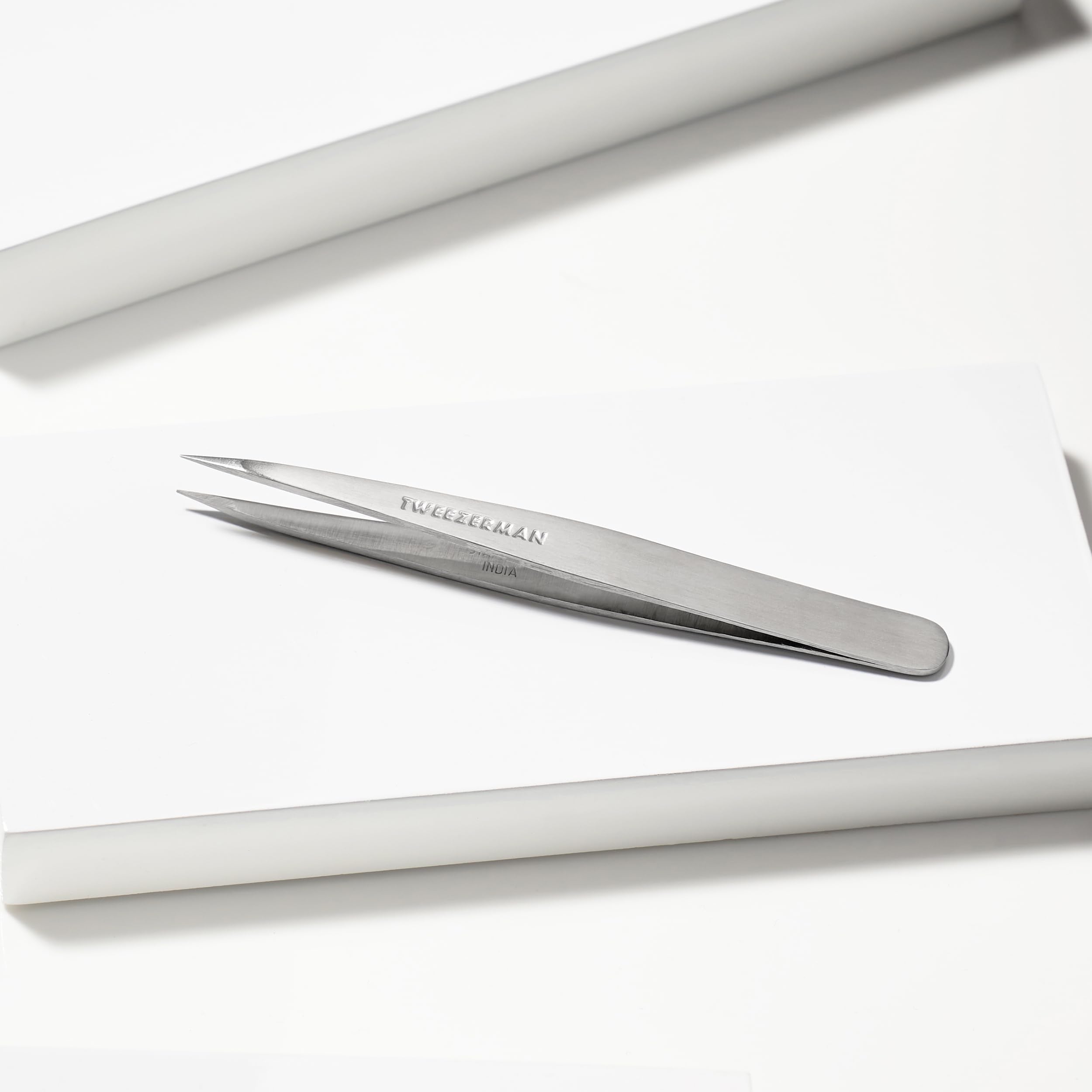 Tweezerman Steel Point Tweezer, Silver, 2 x 6 inches, Modern, Professional Quality for Eyebrow Precision, Facial and Ingrown Hair Removal