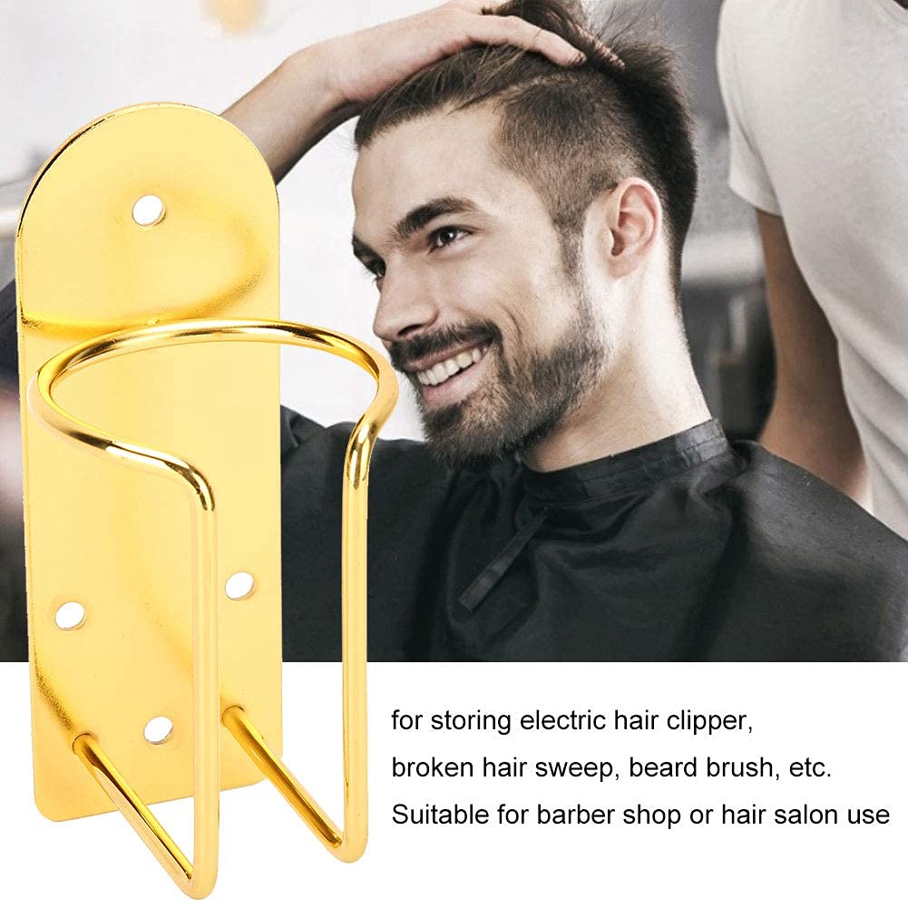 Hair Clipper Holder for barbers wall mounted, Barber Station Electric Hair Trimmer Display Rack Storage Organizer,Gold Stainless Steel Frosting Clipper Holder for Hairdresser Hairstylist Tools