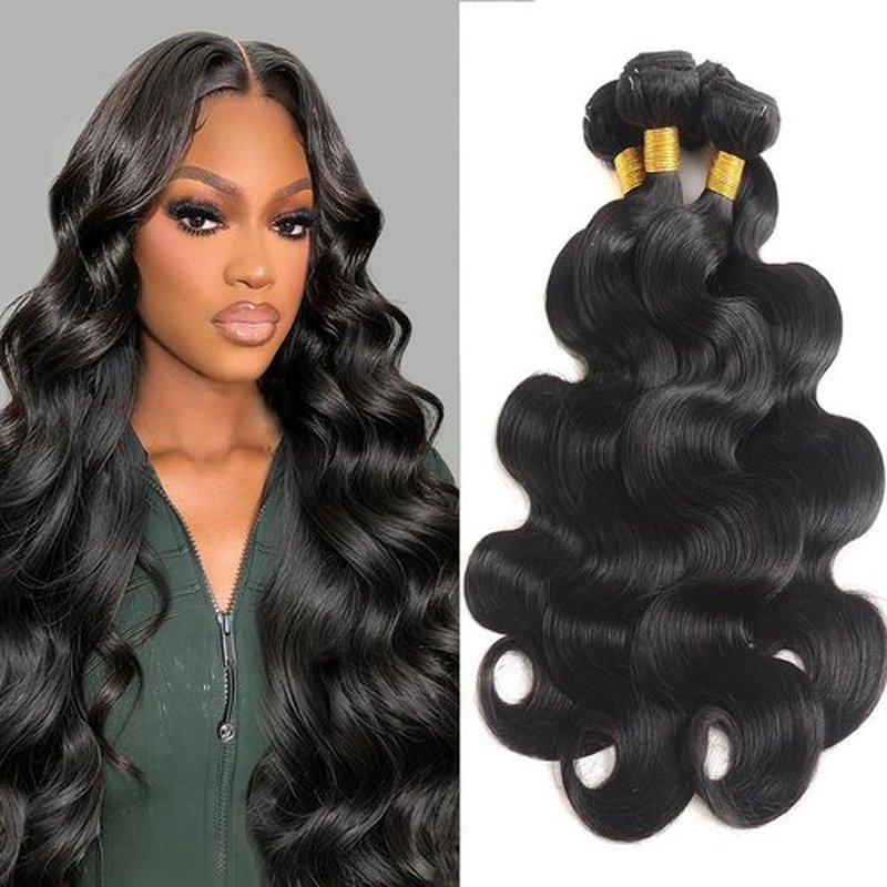 12A Body Wave Human Hair 4 Bundles 14 16 18 20 Inch 100% Remy Virgin Hair Weaves Bundles Human Hair Body Wave Hair Extensions Natural Black