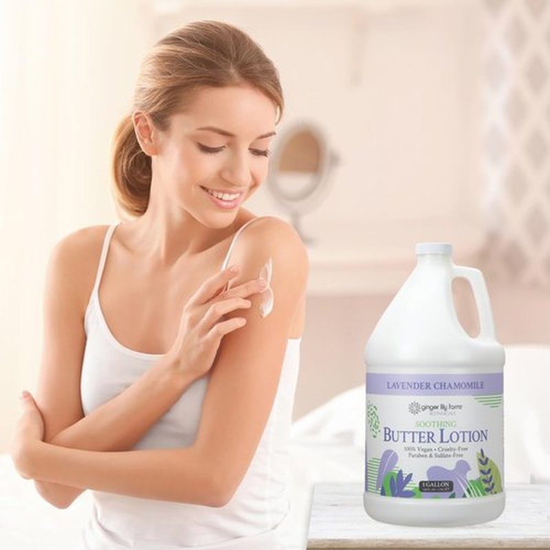 Ginger Lily Farms Botanicals Soothing Butter Lotion for Dry Skin, 100% Vegan & Cruelty-Free, Lavender Chamomile Scent, 1 Gallon Refill (128 fl oz)