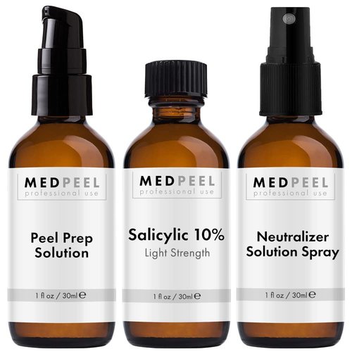 MedPeel Salicylic Acid 10% Peel Kit - Professional Grade Chemical Exfoliation for Beginners | 1oz/30ml (Set of 3)