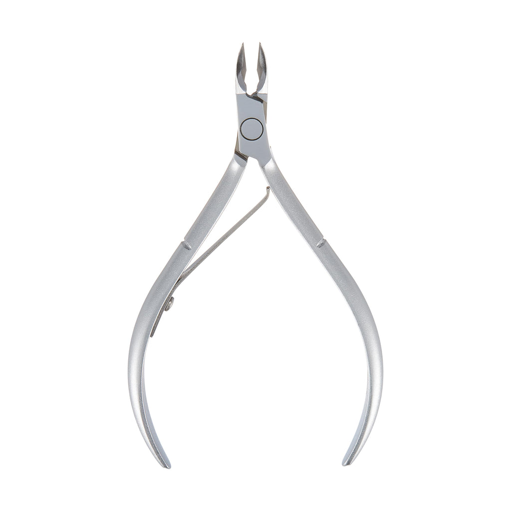 Premium Hard Steel Cuticle Nipper - D-506, Precision Nail Tech Nipper with Grey Plated Full Jaw and Single Spring