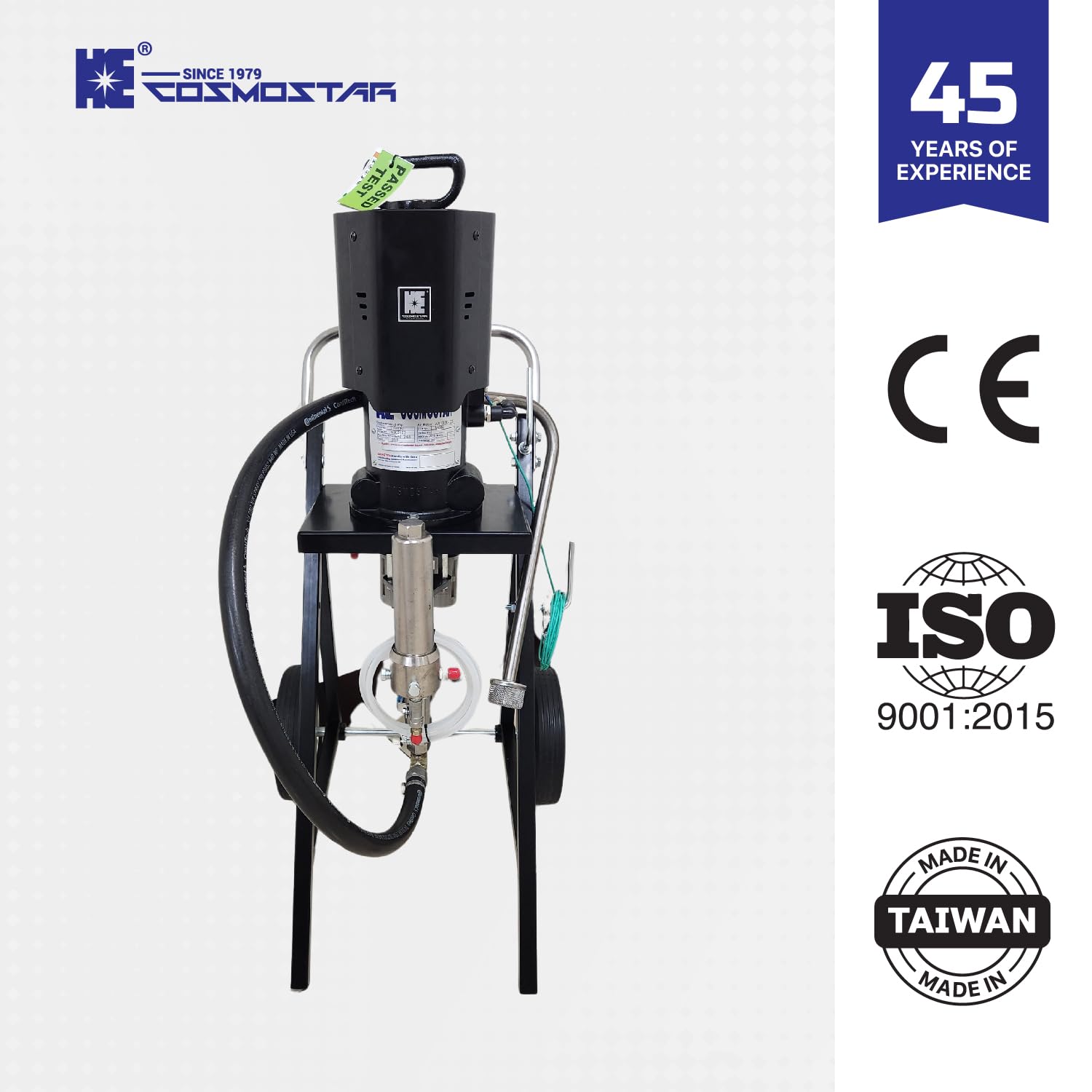 Cosmostar AX1300 30:1 Pneumatic Airless Sprayer, Max Fluid Working Pressure 3600 PSI, High Efficiency Paint Spray, Powerful Machines for Protective coatings. Cart Full Set with Gun,Tip, & Hose.