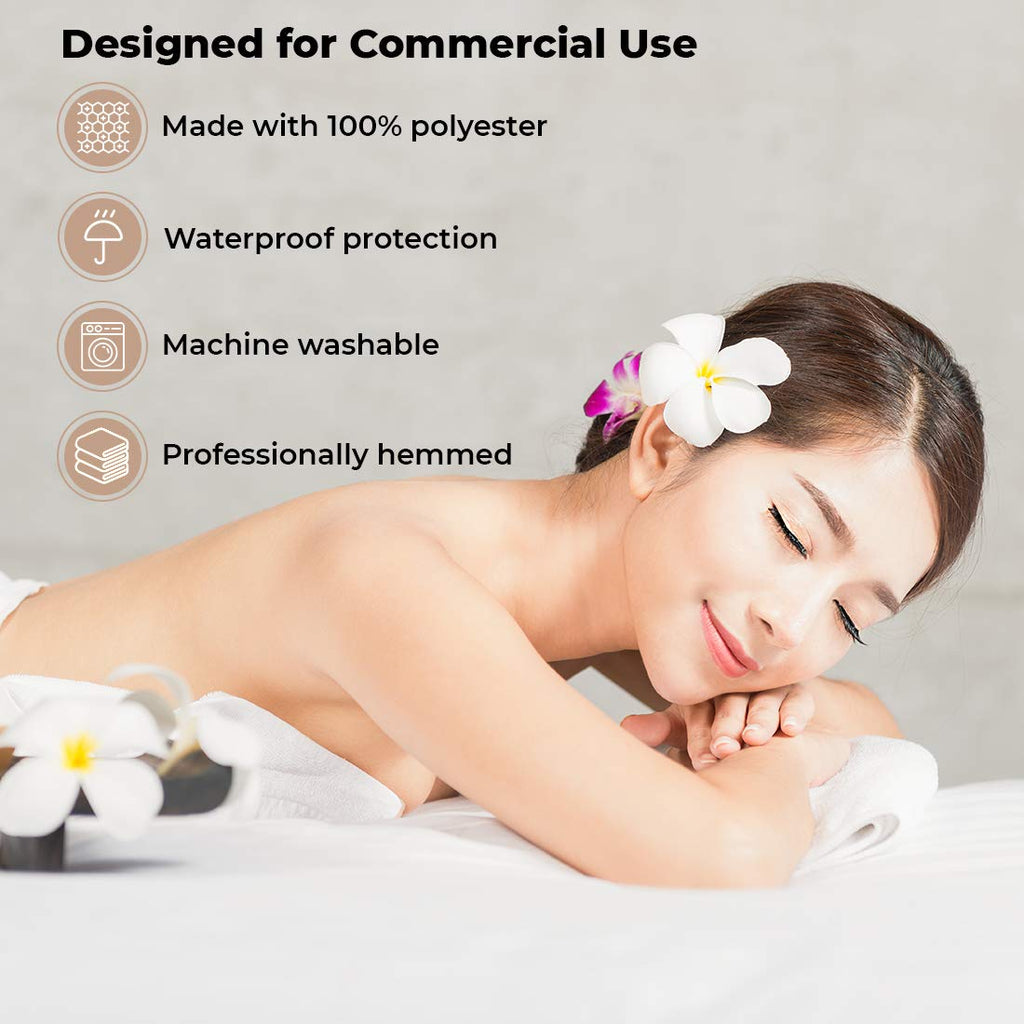 ForPro Professional Collection Waterproof Massage Table Cover, Protective Spa Treatment Sheet Set for Massage Tables, Machine Washable, Includes Massage Fitted Sheet and Face Rest Cover, White