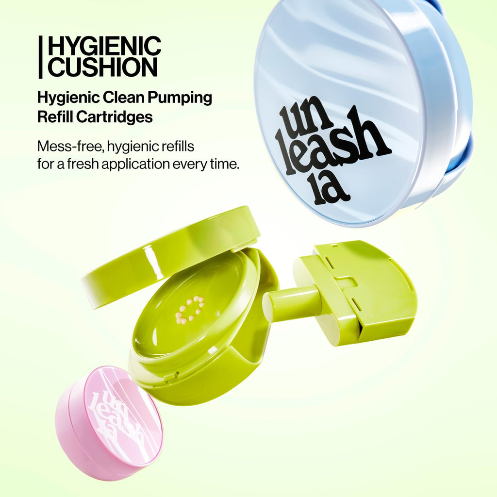UNLEASHIA Foundation Makeup Healthy-Green Cushion Refill - 15g, Lightweight Buildable Coverage, Vegan Makeup, Natural Satin Finish(18C)