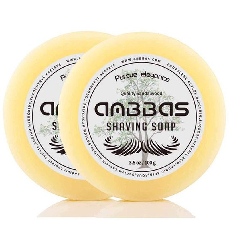 Anbbas Sandalwood Shaving Soap Puck Refill - Traditional Wet Shave for Men (2 Pcs, 7 Oz)