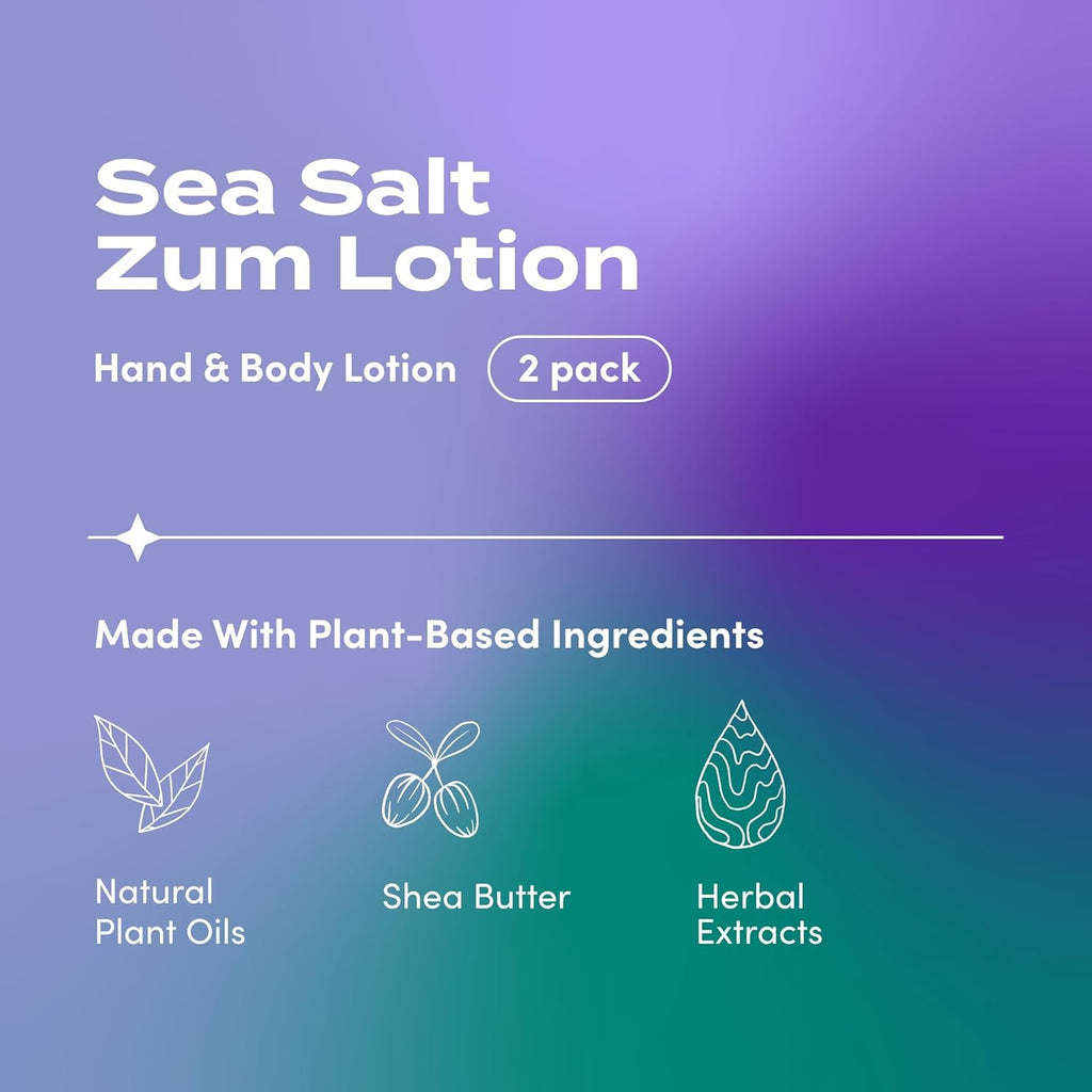 Zum Indigo Wild Hand & Body Lotion - Natural Moisturizer with Shea Butter & Jojoba Oil - Sea Salt Scent | 6 fl oz (2 Pack)