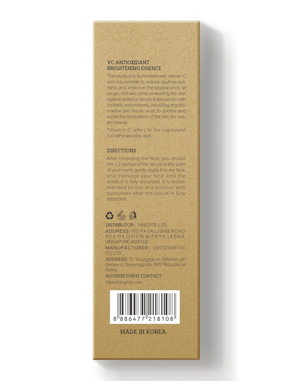 NING DERMOLOGIE Vitamin C Serum with Niacinamide & Ethyl Ascorbic Acid: Brightening, Moisturizing Face Serum for Dark Spots | Hyperpigmentation & Anti-Aging Treatment | Korean Synergy Formula 1.01oz