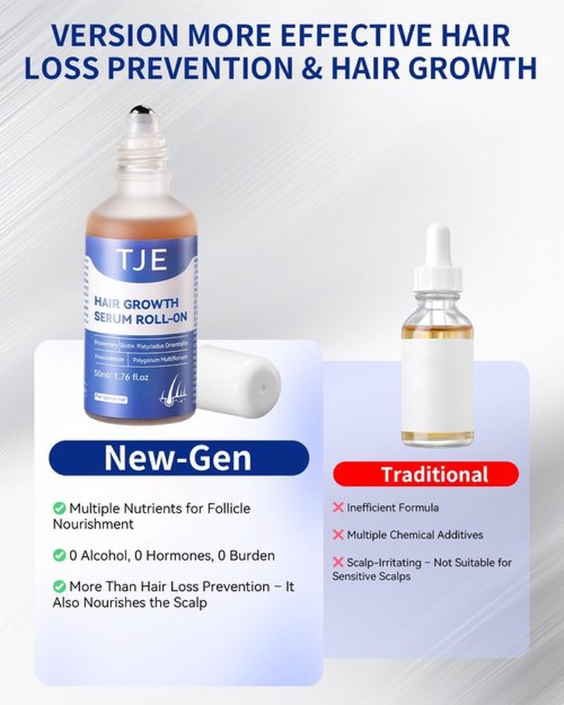 Hair Growth Serum Roll On 1.76 fl oz | Extra Large Value Pack | Fast-Absorbing, No-Rinse Scalp Care | Rosemary, Caffeine, Niacinamide & Biotin | Women’s Day Gift for Her