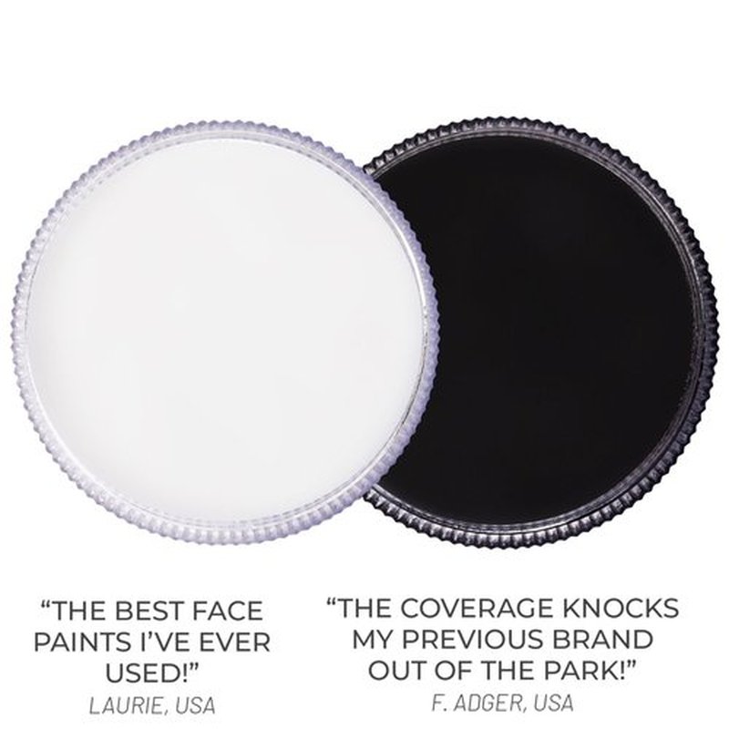 Blue Squid Face Paint Water Based Single Cake Professional Face & Body Paint - Water Activated, Kids Adults Face Painting for Costume, Halloween Makeup, Cosplay - Classic Black & White Face Paint 30g