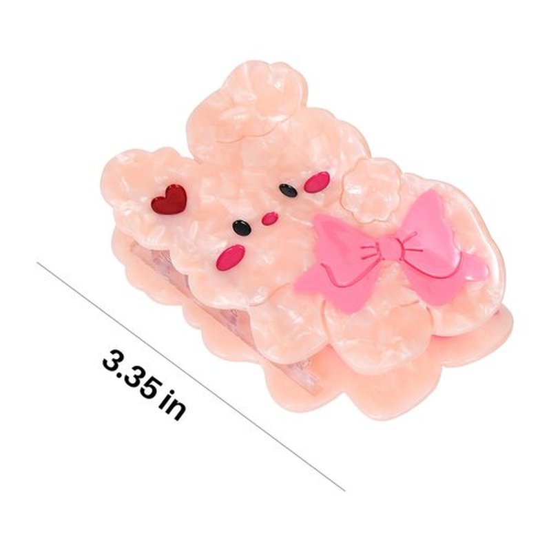Rabbit Hair Claw Clip Acetate Strong Grip Hair Jaw Clip 3.35 Inch Cute Animal Hair Claw Clamp for Women Girls, Pink&Rose Red